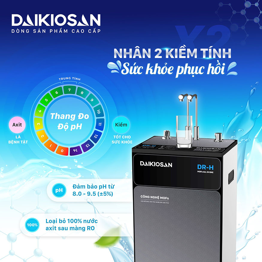 máy lọc nước Daikiosan DR H nóng nguội lạnh DN302 tạo nước kiềm tính